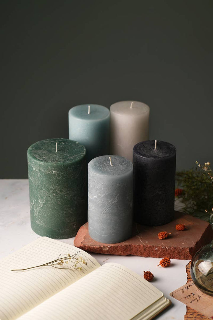 Rustic Pillar Candle, Set of 5 Pcs