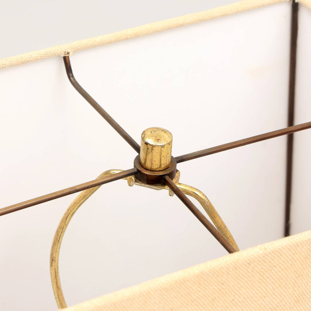 Handmade Artisanal Table Lamp with Wooden Base - 15"x 10" x 21"