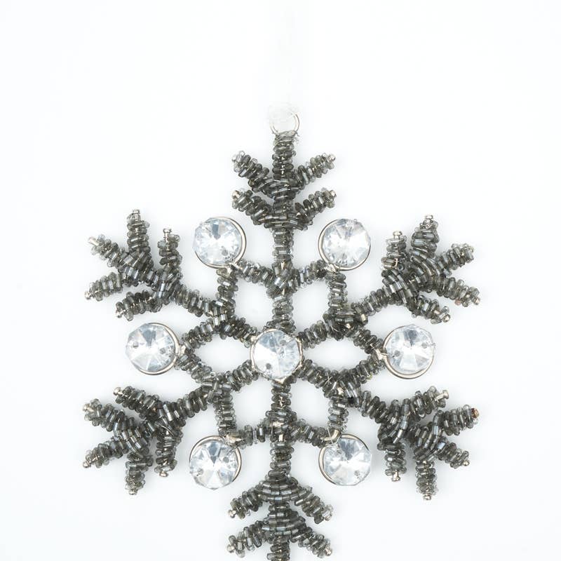 Set / 3 Hanging Snowflake Ornaments Silver / Gold