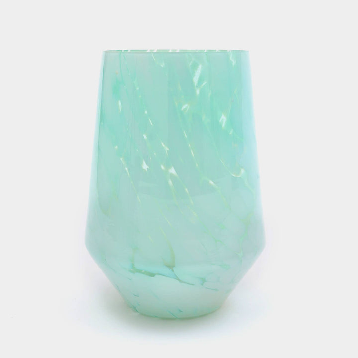 White Splutter Glass Hurricane Vase