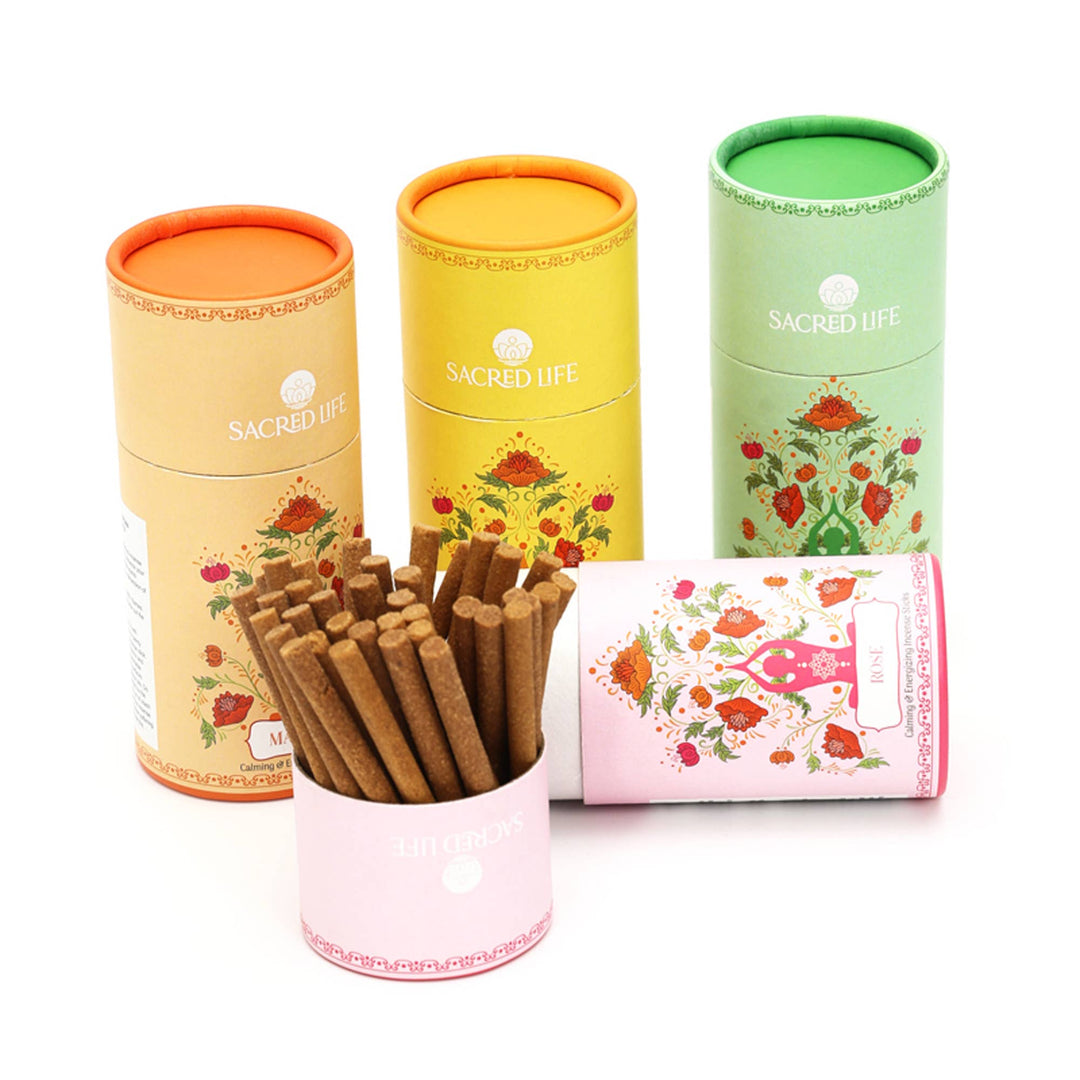 Sacred Life Yoga Bambooless Incense Sticks - Pack Of 4 Variant: Mandarin, Mexican Copal, Cinnamon, Rose