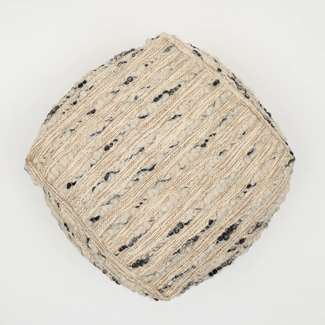 Neutral Retreat Pouf 18"x18" - Decorative Pouf for Living Room, Bedroom, & Home Decor
