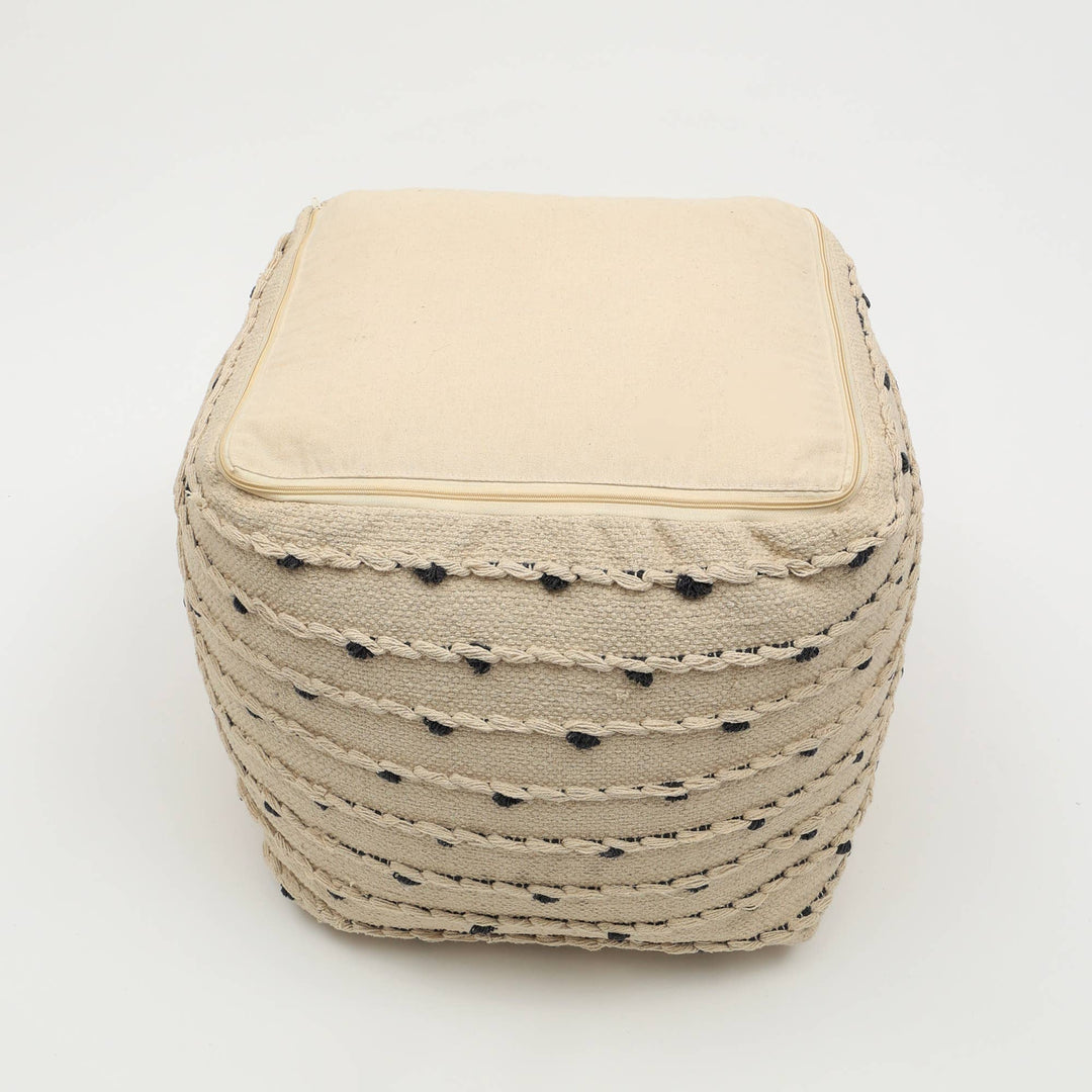 Woven Haven Pouf 18"x18" - Decorative Pouf for Living Room, Bedroom, & Home Décor