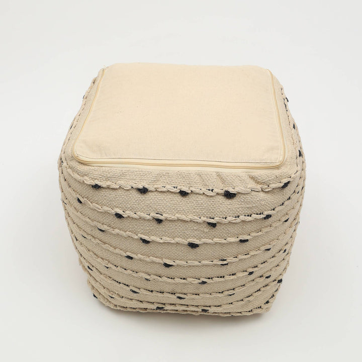 Woven Haven Pouf 18"x18" - Decorative Pouf for Living Room, Bedroom, & Home Décor
