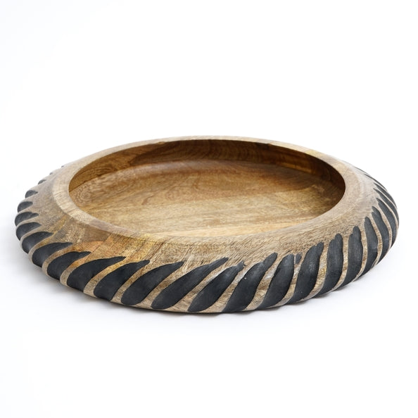 Space Age Futuristic Wooden Bowl With Black Filler