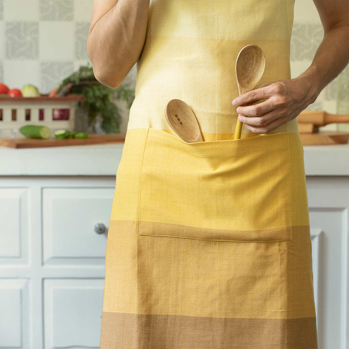 Earthy Kitchen Apron / Mustard - Cotton /35.75 X 30 Inches (L X W) / Moq - 5 Unit (5 Pcs)