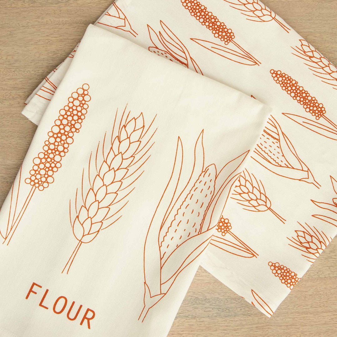 Flour Dish Towel (Terracotta) / White - Cotton / Set Of 2 Pcs / 28 X 20.5 Inches (L X W) /Moq - 10 Sets