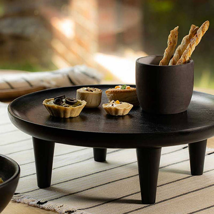 Midnight Wooden Platter Black 13 X 13 X 4.25 Inches