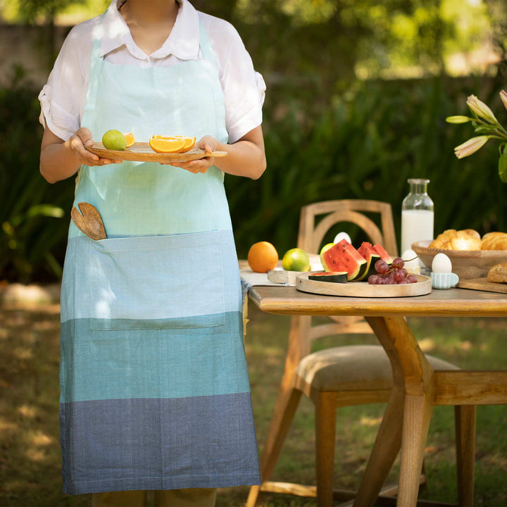 Waffle Blue Kitchen Apron / Blue - Cotton /35.75 X 30 Inches (L X W) / Moq - 5 Unit (5 Pcs)