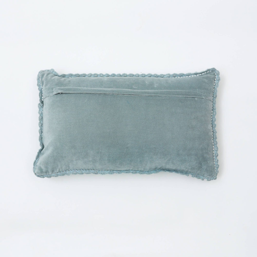 100% Cotton Velvet Hand Croched Cushion Cover With Frill