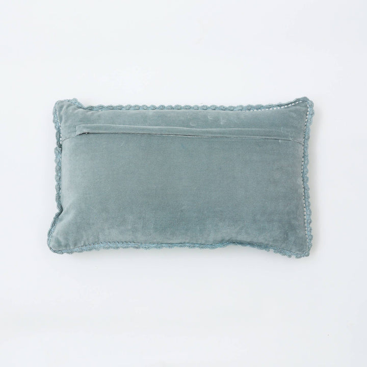 100% Cotton Velvet Hand Croched Cushion Cover With Frill