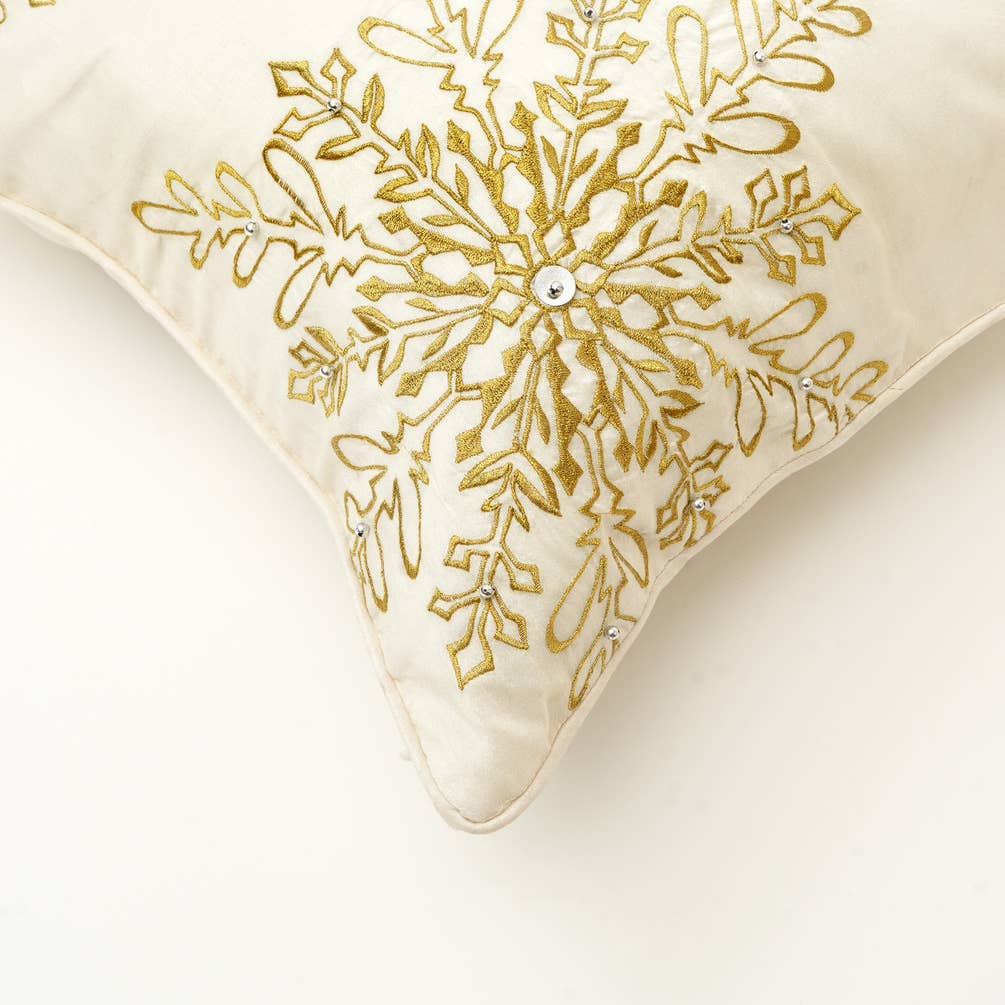 Shining Snowflakes In Bead Work Cushion