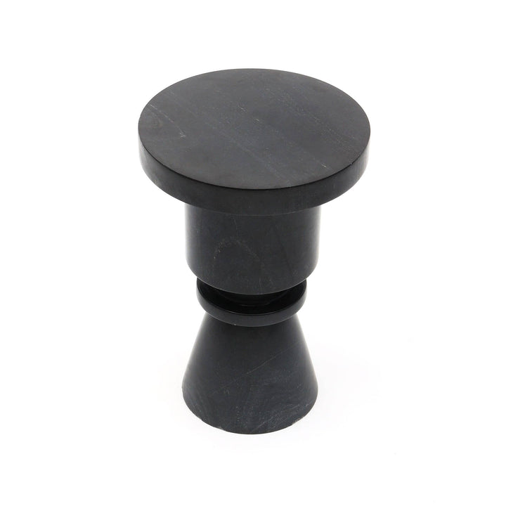 Round Black Marble Coffee Side Table