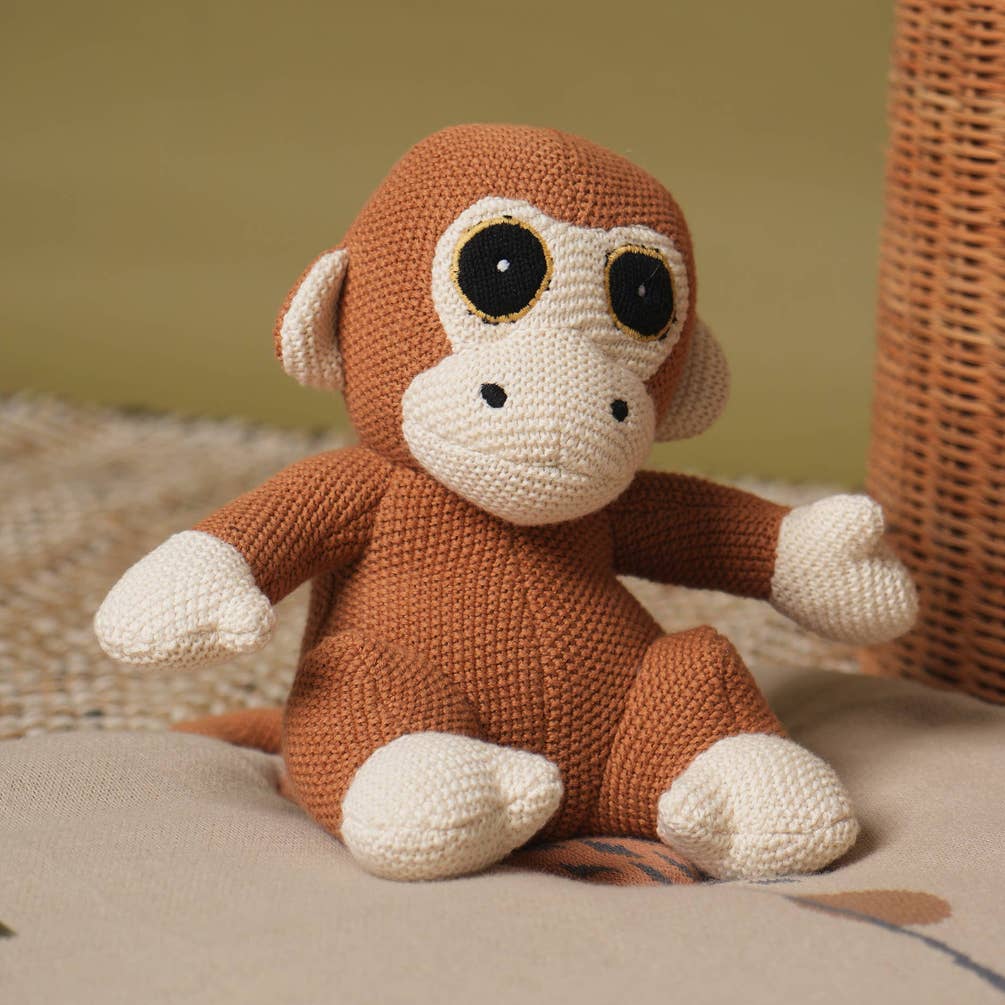 Handmade Cotton Knitted Soft Monkey Plush Toy | Fun & Cuddly | Stuffed  Animal Toy | Ideal for Kids & Decor