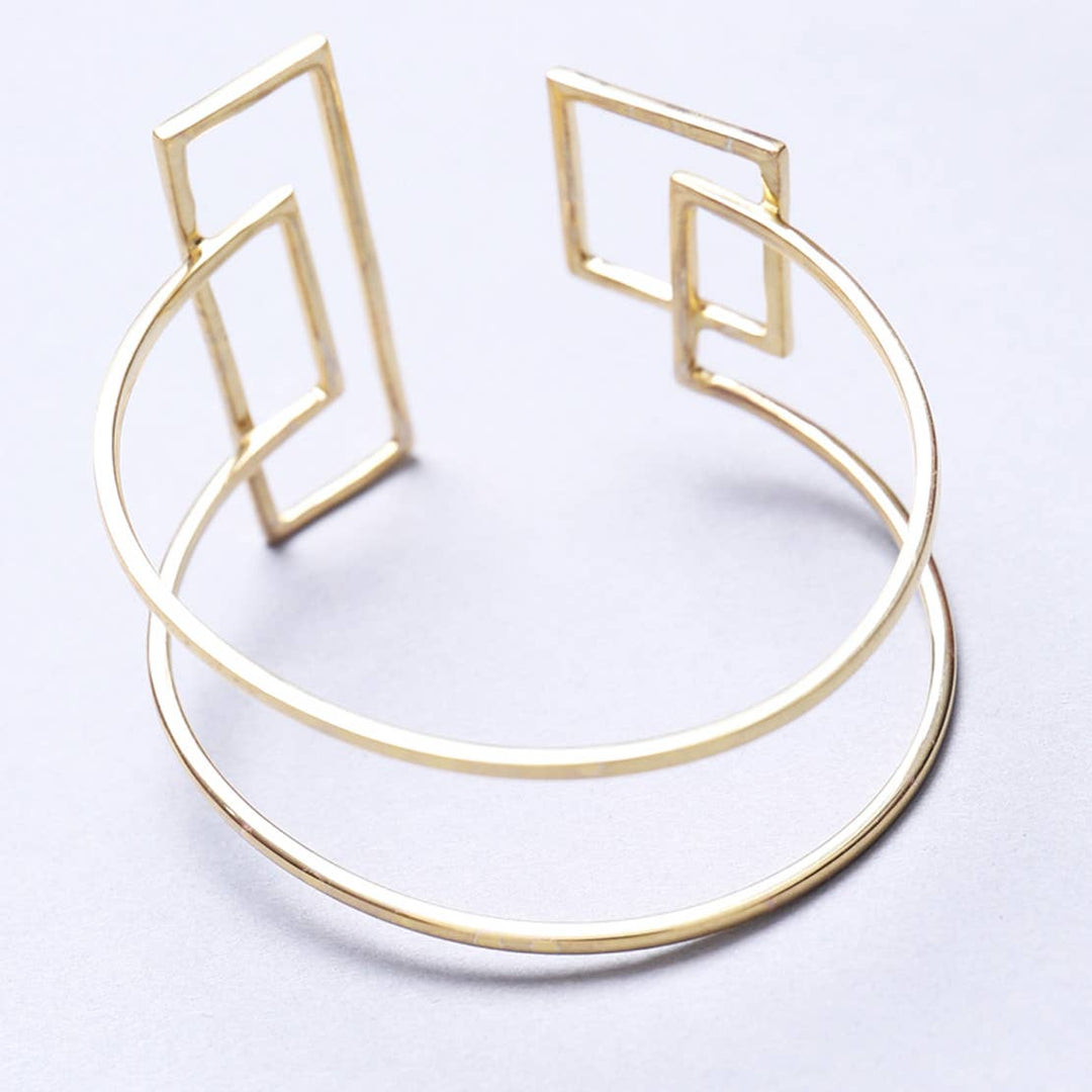 Boxed In Brass Bangle / Gold - Brass / 2.5 X 2.5 Inches (L X W) / Moq - 4 Pcs