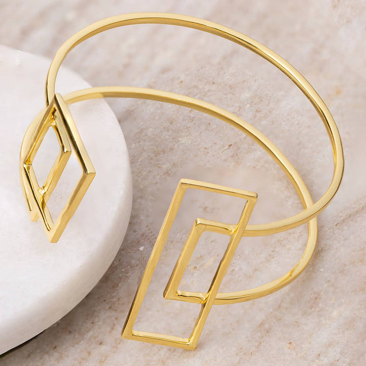 Boxed In Brass Bangle / Gold - Brass / 2.5 X 2.5 Inches (L X W) / Moq - 4 Pcs