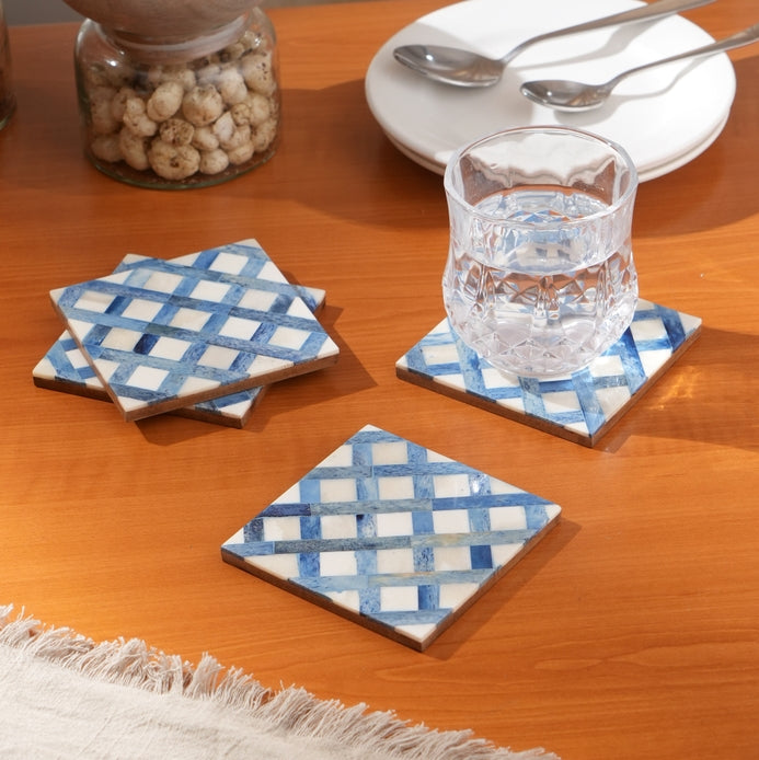 Inlay Bone Coaster Set Of 4 (2 Patterns)