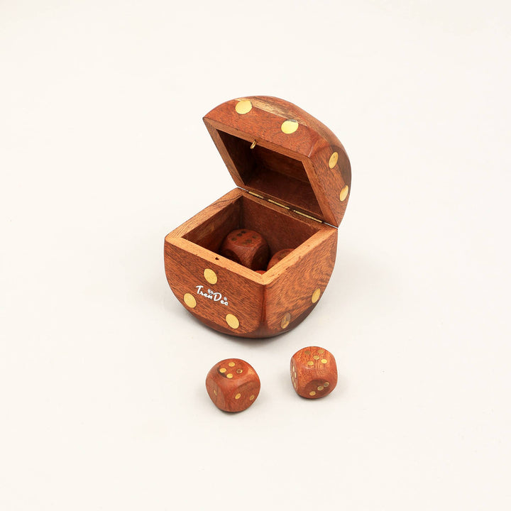 Wooden Brown Dice With Natural Finish