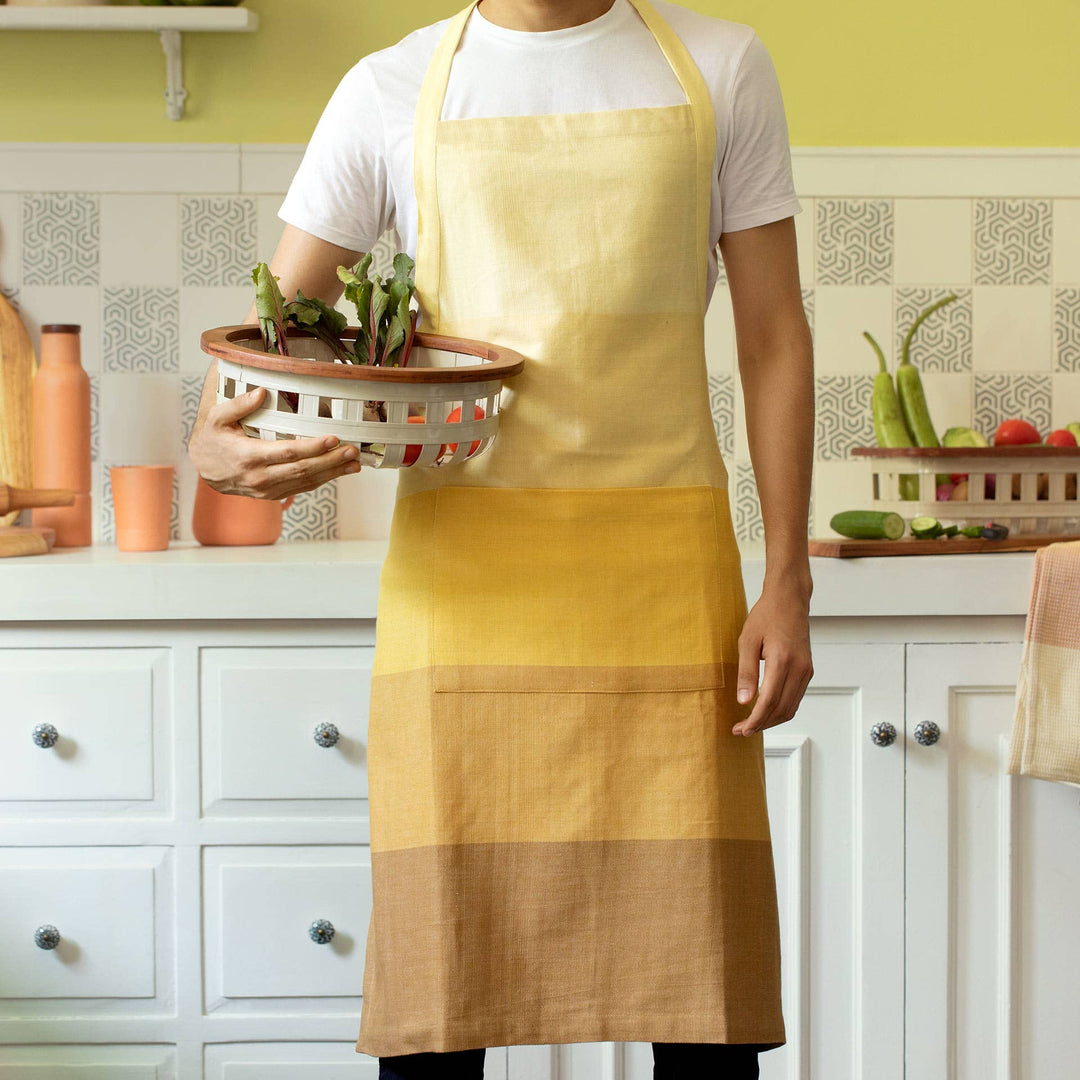 Earthy Kitchen Apron / Mustard - Cotton /35.75 X 30 Inches (L X W) / Moq - 5 Unit (5 Pcs)