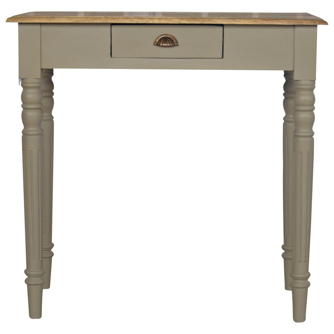 Solid Wood Hand Painted Writing Desk, 1-Drawer, Grey and Brown