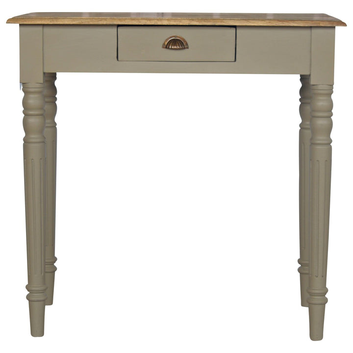 Solid Wood Hand Painted Writing Desk, 1-Drawer, Grey and Brown