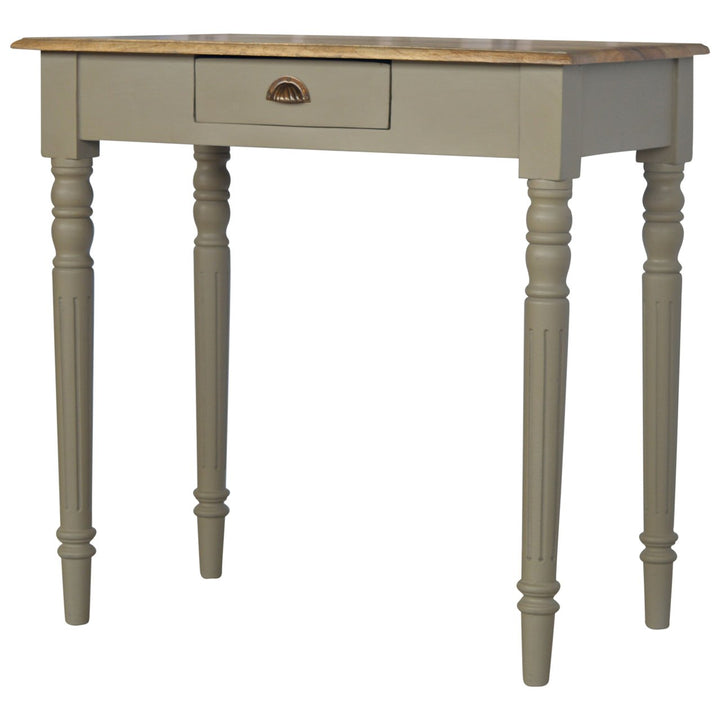 Solid Wood Hand Painted Writing Desk, 1-Drawer, Grey and Brown