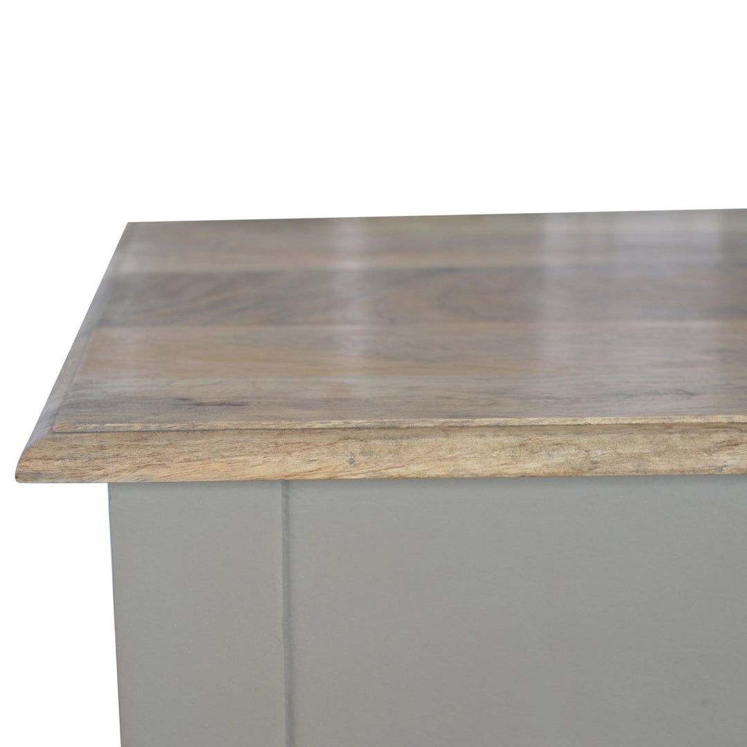 Solid Wood Hand Painted Writing Desk, 1-Drawer, Grey and Brown