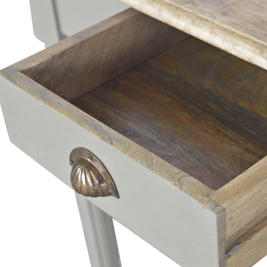 Solid Wood Hand Painted Writing Desk, 1-Drawer, Grey and Brown