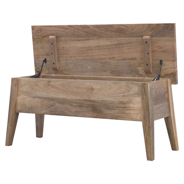 Solid Wood Lid Up Storage Bench, Light Brown