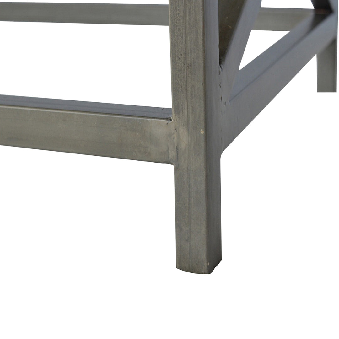 Industrial Cross Metal Coffee Table, Brown and Black