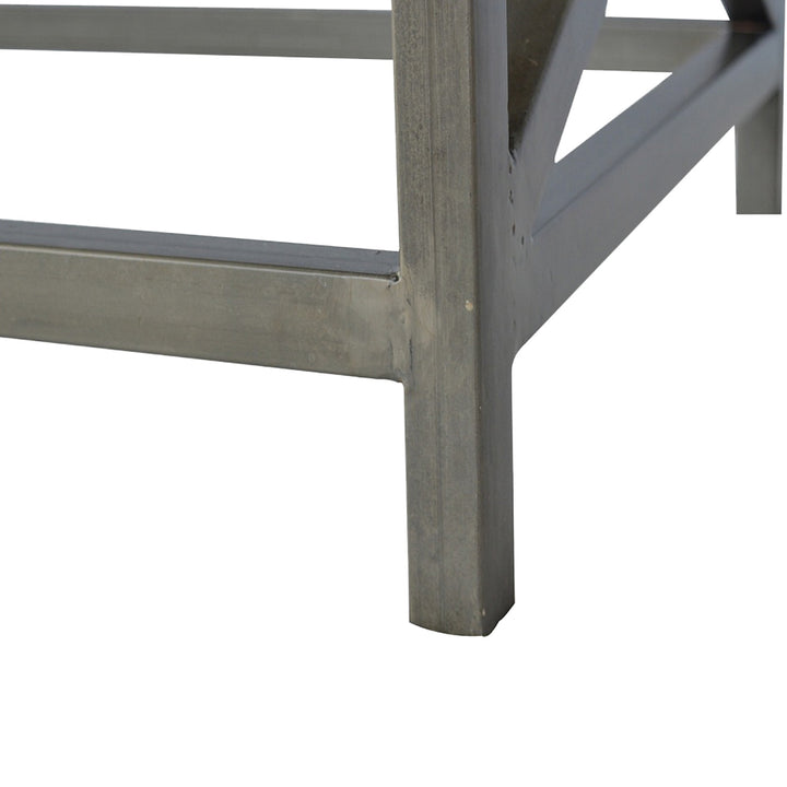 Industrial Cross Metal Coffee Table, Brown and Black