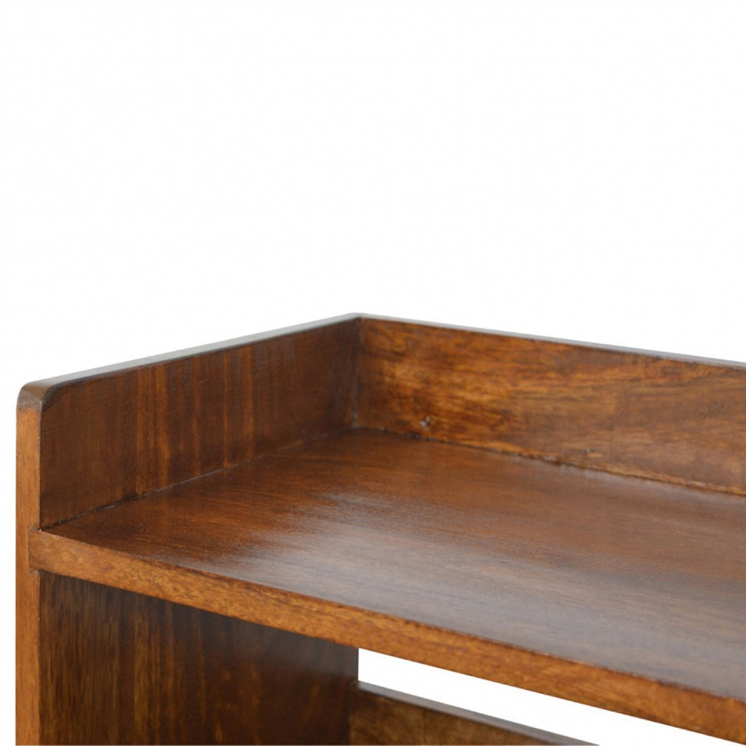 Solid Wood Nordic Storage Bench, Open Storage, Chestnut, Brown
