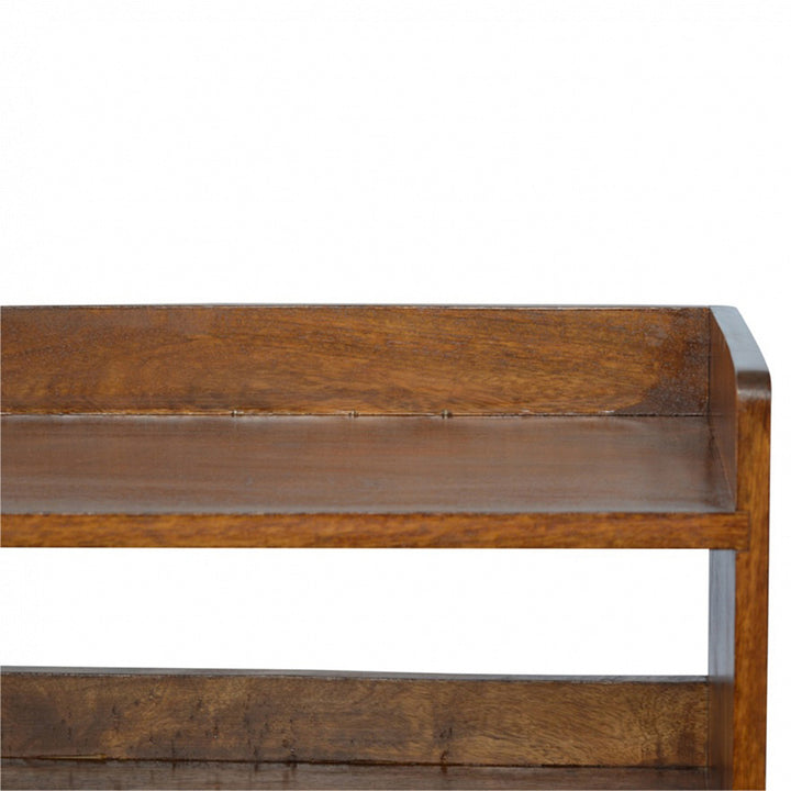 Solid Wood Nordic Storage Bench, Open Storage, Chestnut, Brown