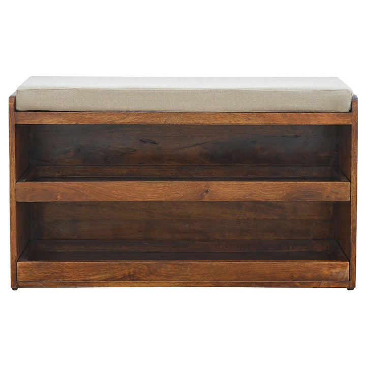 Mud Linen Pull out Shoe Bench, 2 Shelves, Chestnut
