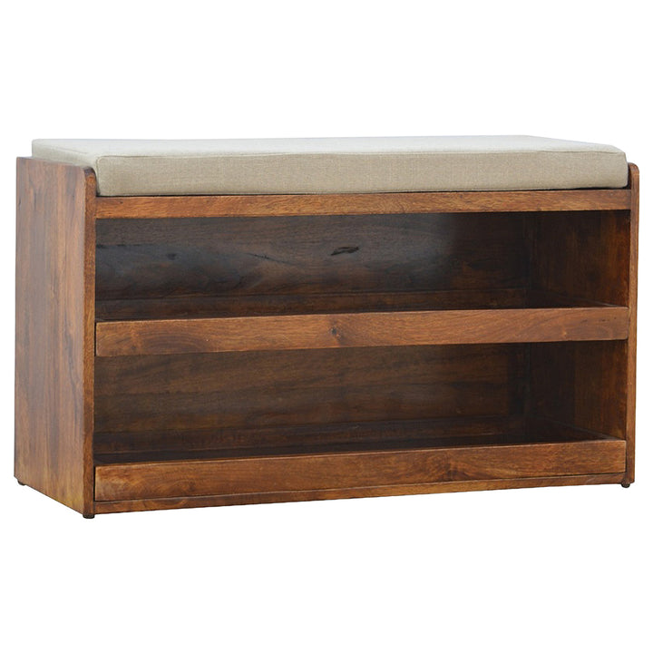 Mud Linen Pull out Shoe Bench, 2 Shelves, Chestnut