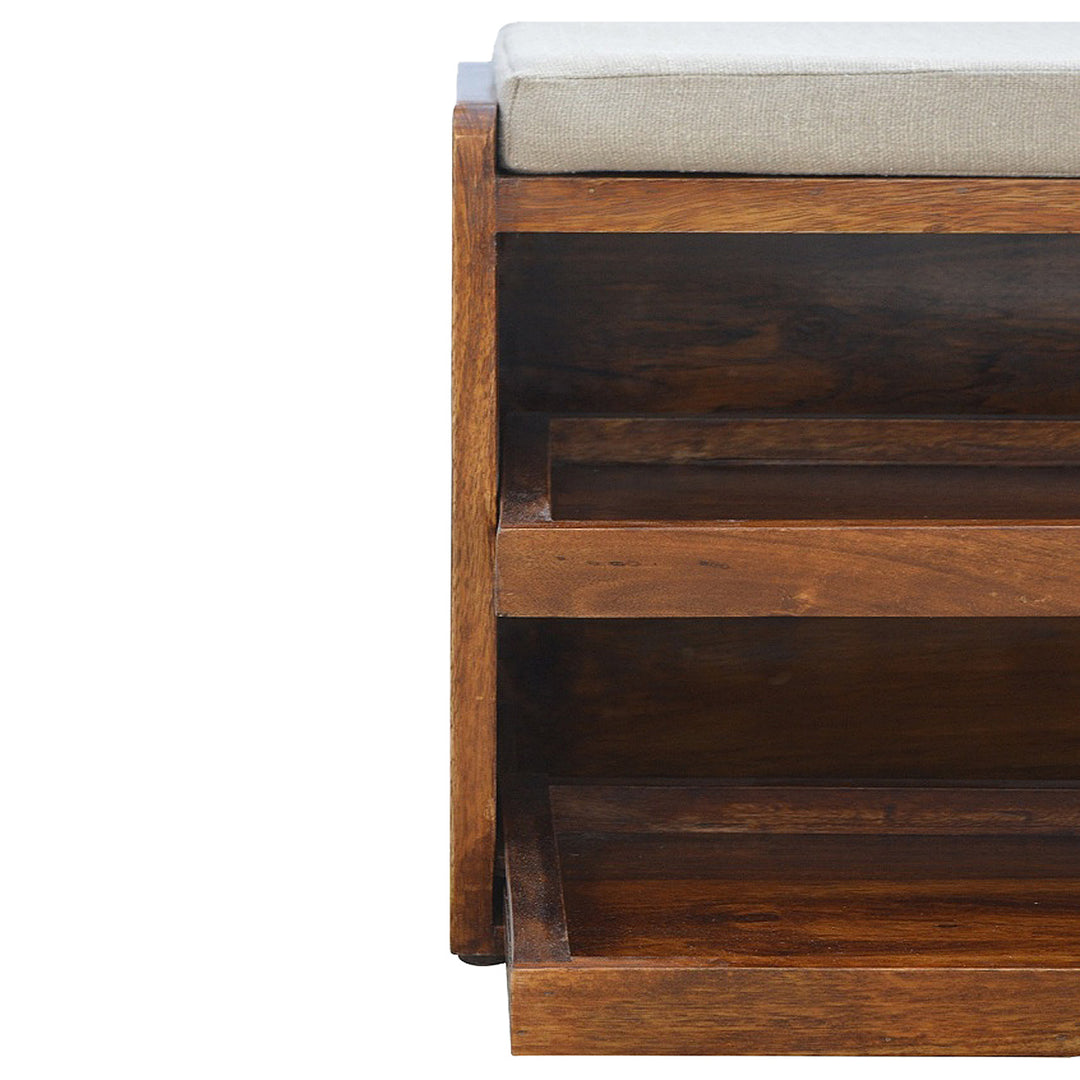 Mud Linen Pull out Shoe Bench, 2 Shelves, Chestnut