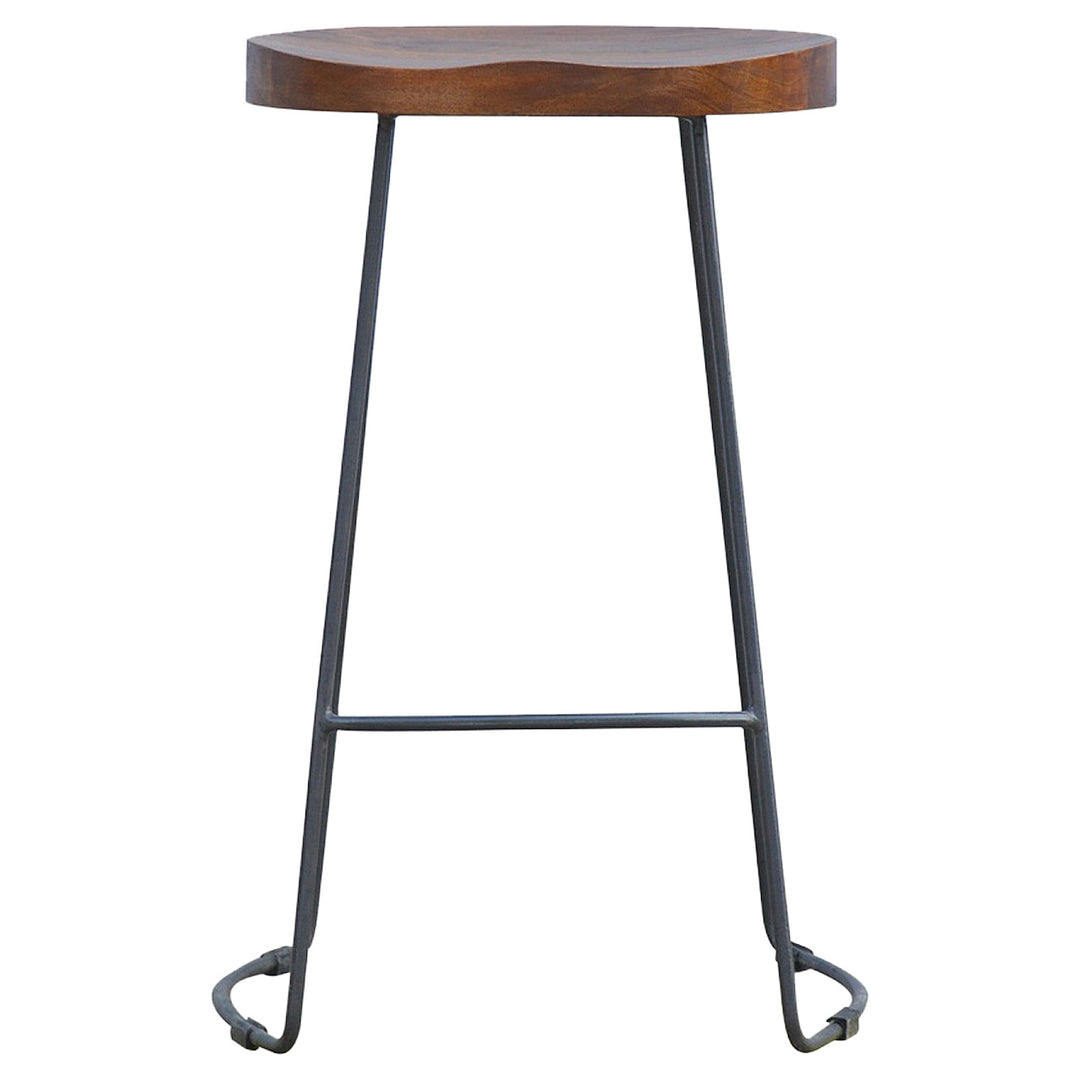 Industrial Chunky Bar Stool, Brown and Black