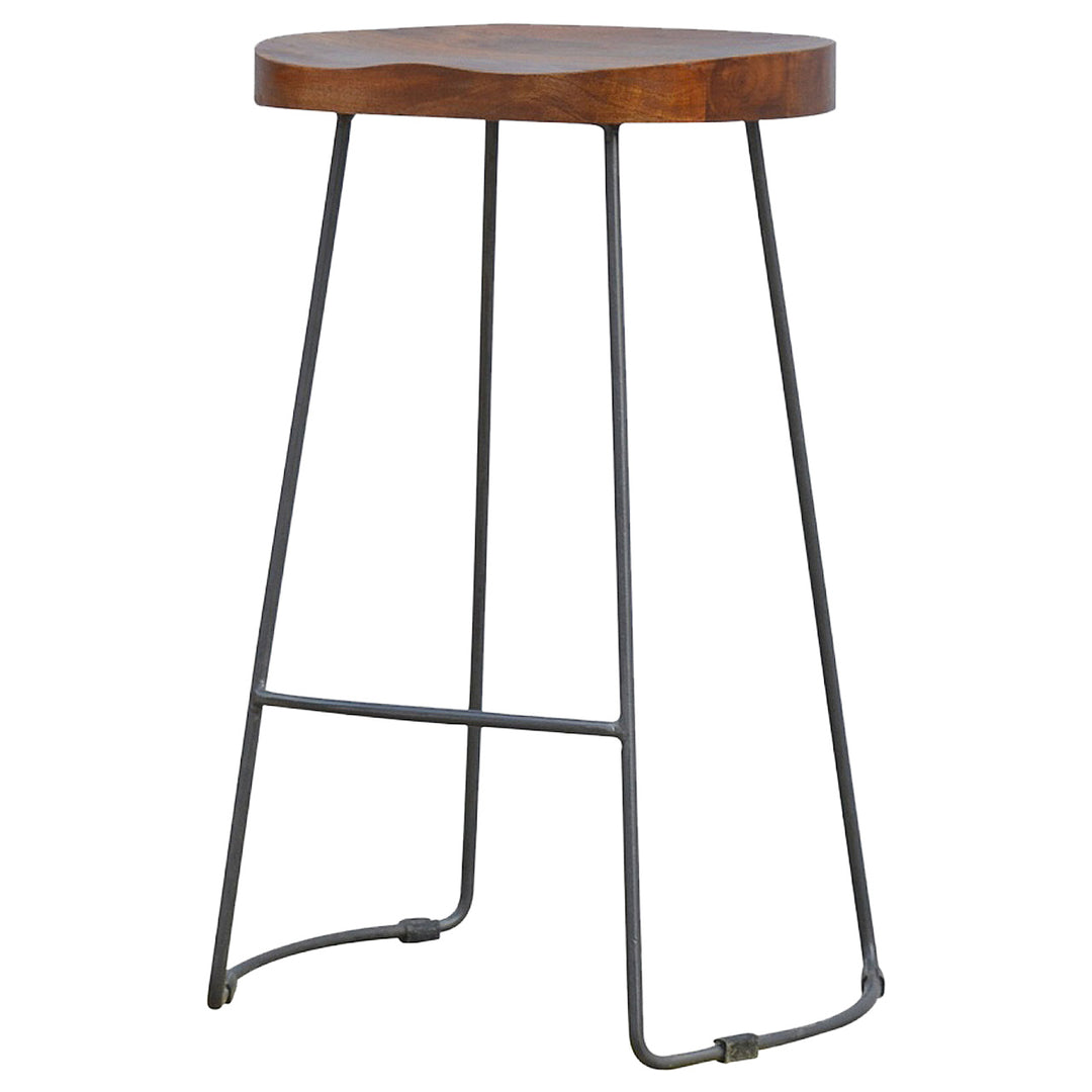 Industrial Chunky Bar Stool, Brown and Black