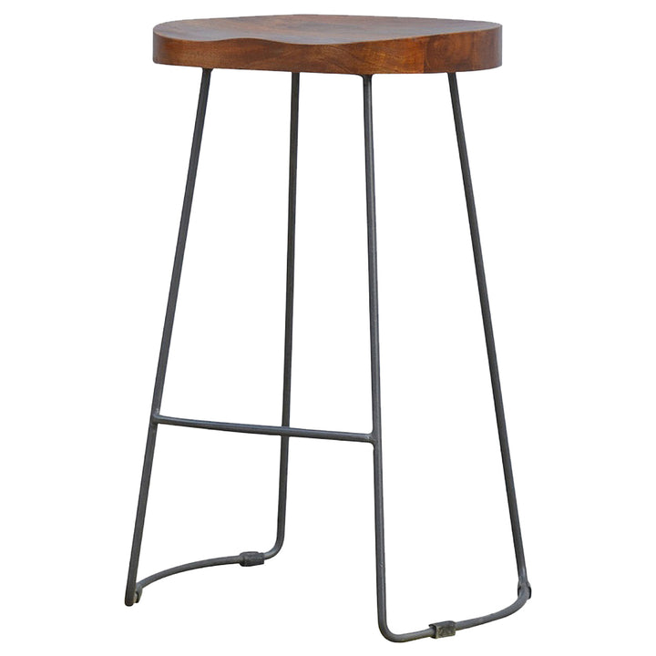 Industrial Chunky Bar Stool, Brown and Black