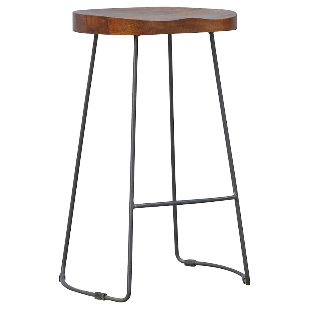 Industrial Chunky Bar Stool, Brown and Black