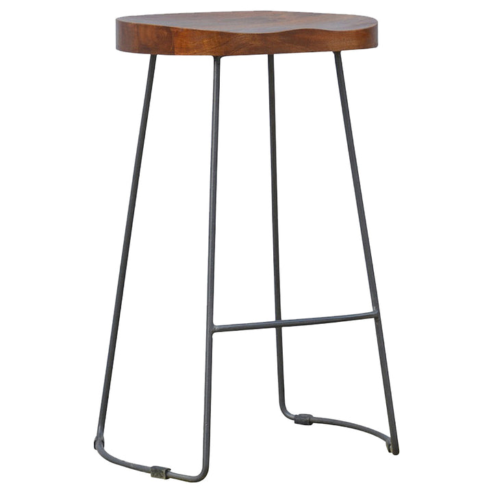 Industrial Chunky Bar Stool, Brown and Black
