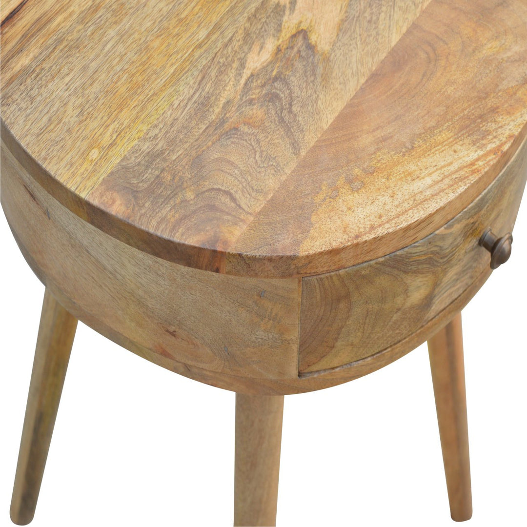 Nordic Circular Shaped Bedside, 1-Drawer, Oak