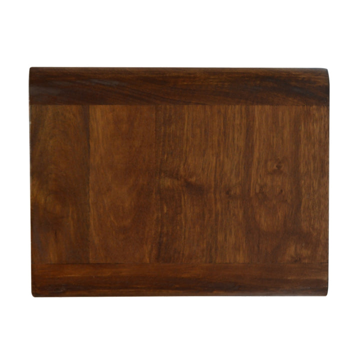 Solid Wood Curve Floating Bedside, 1-Drawer, 1 Open Slot, Chestnut, Brown