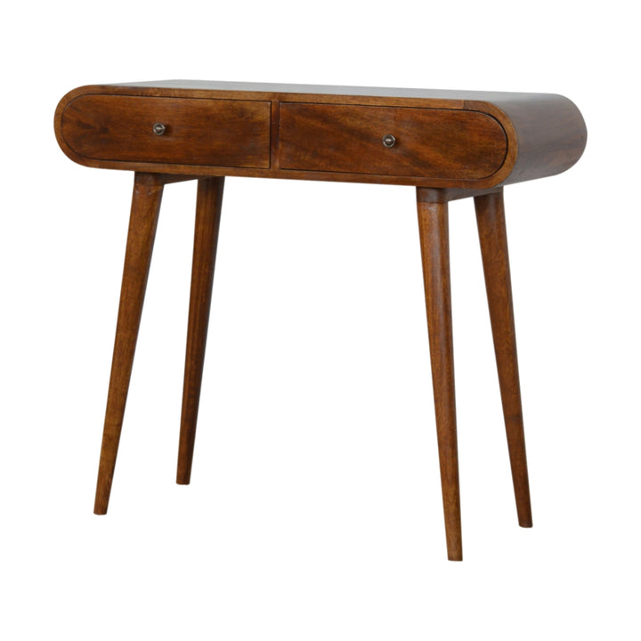 Solid Wood London Console Table, 2-Drawers, Chestnut, Brown