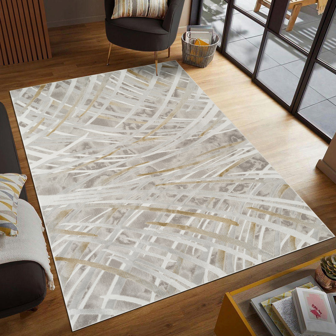 Troy Modern Abstract Area Rug | Soft Polyester Rug | Contemporary Brushstroke Design Indoor Carpet for Living Room, Bedroom & Dining Room