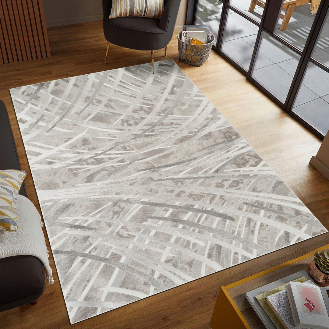 Troy Modern Abstract Area Rug | Soft Polyester Rug | Contemporary Brushstroke Design Indoor Carpet for Living Room, Bedroom & Dining Room