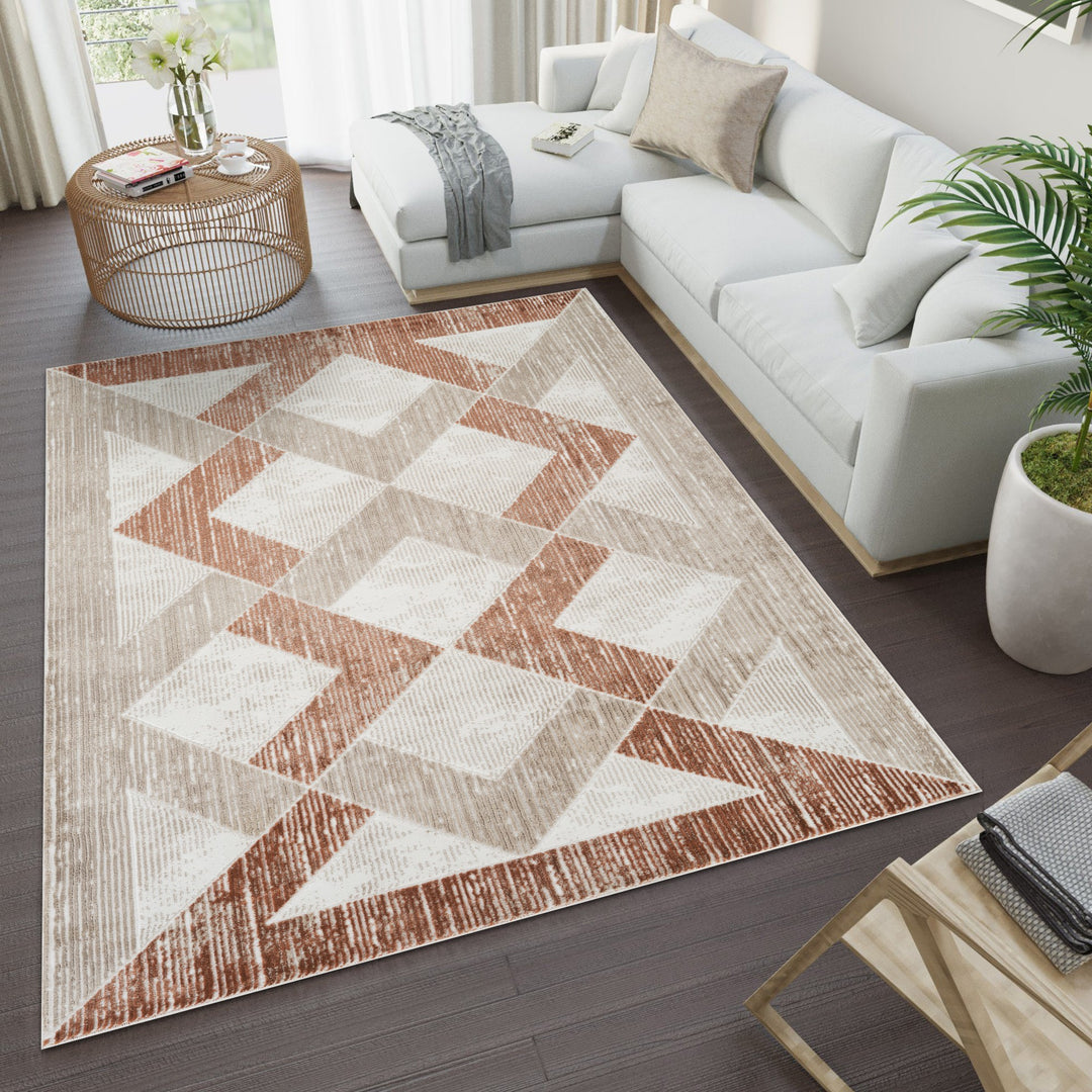 Troy Modern Geometric Area Rug | Soft Polyester  Indoor Rug for Living Room, Bedroom, Dining Room & Office | Contemporary Diamond Pattern