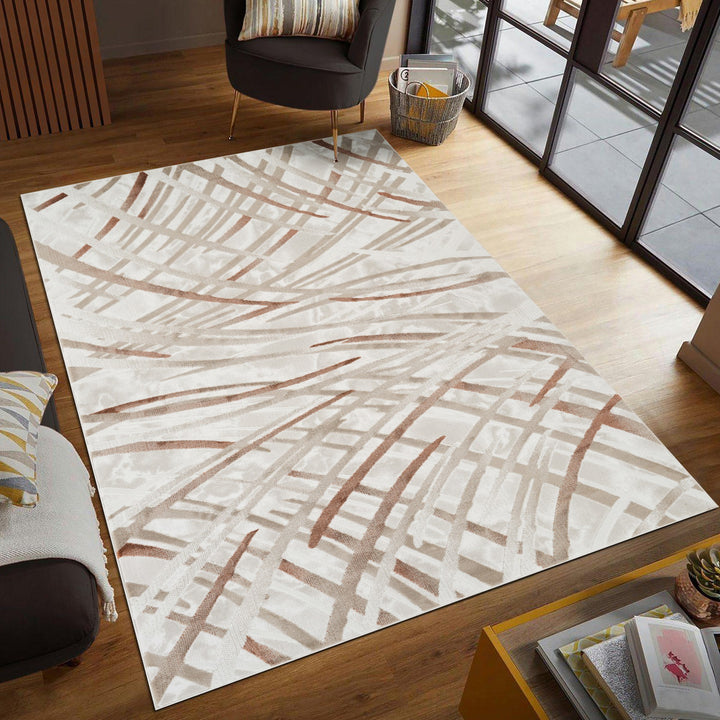 Troy Modern Abstract Area Rug | Soft Polyester Rug | Contemporary Brushstroke Design Indoor Carpet for Living Room, Bedroom & Dining Room