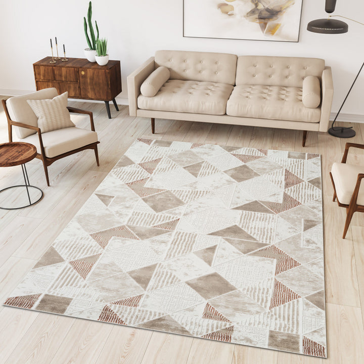 Troy Geometric Area Rug | Modern Polyester Rug | Abstract Diamond Pattern Indoor Rug for Living Room, Bedroom & Dining Room
