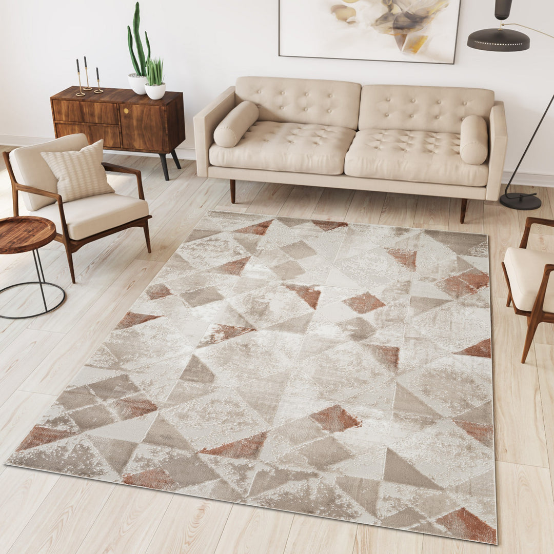 Troy Geometric Abstract Area Rug | Modern Polyester Indoor Rug | Diamond Pattern Accent Rug